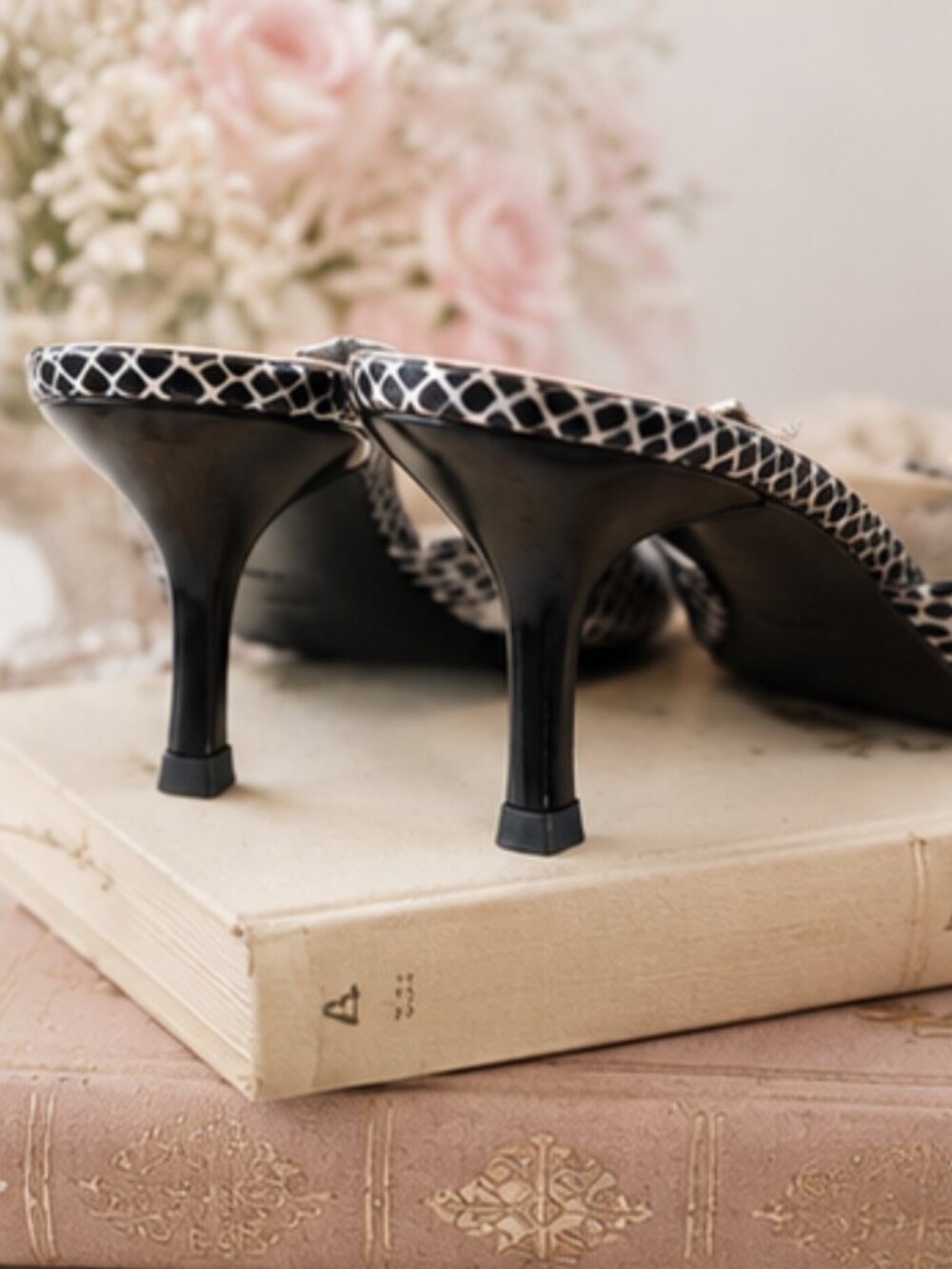 IN&OUT Vintage Y2K Faux Snakeskin Pointed-Toe Mule Heels - Picture 5 of 5
